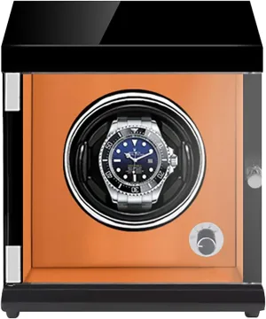 Winding Box Watch Winders - Rechargeable Single Watch Shaker Mechanical Watch Winder Vertical Automatic Watch Winding Box with Light-Sensitive Led Light (Black Inner Brown)