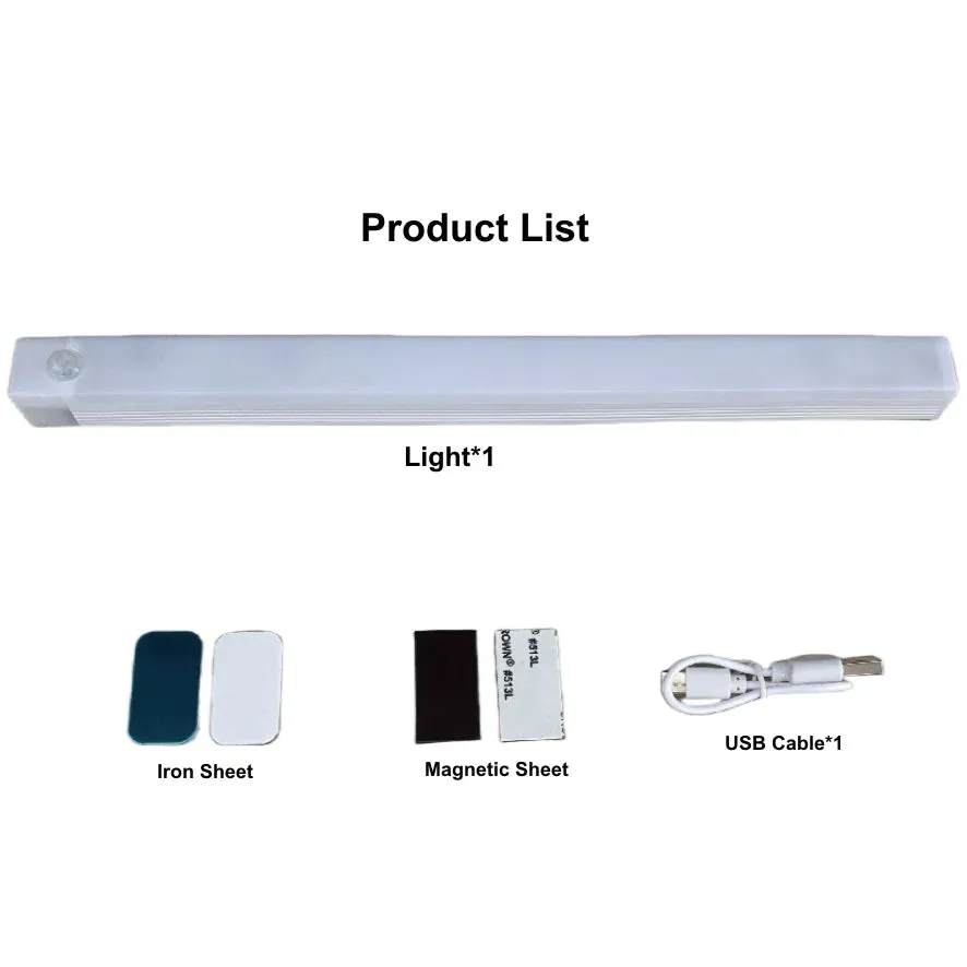 Wireless Motion Sensor LED Strip Tube, USB Rechargeable Night Light for Kitchen, Bedside, Cabinet, Wardrobe, Backlight Wall Lamp