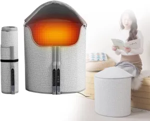 WOOLALA Electric Foot Warmer Under Desk for Office, Foldable Space Heater for Legs and Feet, Ultra Quiet Heated Foot Warmer with Top Blanket, Adjustable Temperature & Timer, Energy Efficient Design