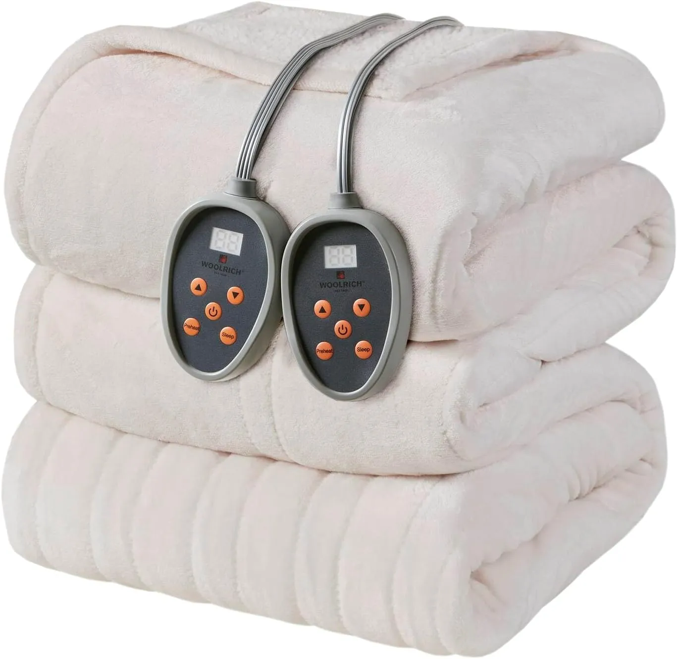 Woolrich Heated Plush to Berber Electric Blanket Throw Ultra Soft Knitted, Super Warm and Snuggly Cozy with Auto Shut Off and Multi Heat Level Setting Controllers, King: 100x90, Ivory