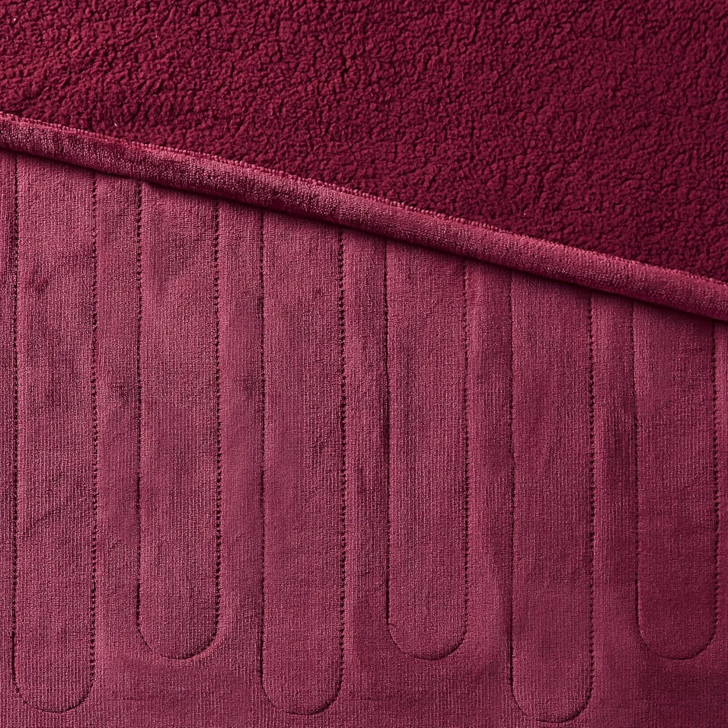 Woolrich Heated Plush to Berber Electric Blanket Throw Ultra Soft Knitted, Super Warm and Snuggly Cozy with Auto Shut Off and Multi Heat Level Setting Controllers, Throw: 60x70, Garnet
