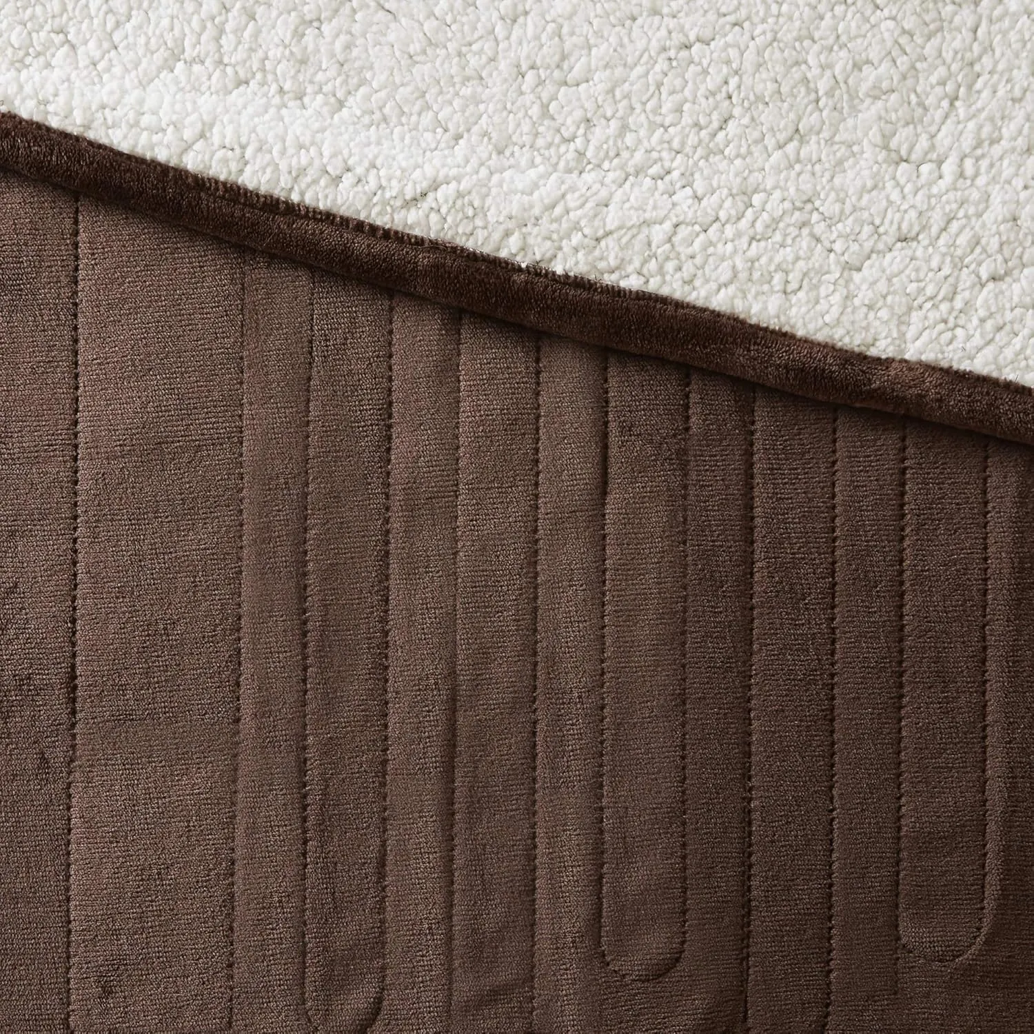Woolrich Heated Plush to Berber Electric Blanket Throw Ultra Soft Knitted, Super Warm and Snuggly Cozy with Auto Shut Off and Multi Heat Level Setting Controllers, Twin: 62x84, Chocolate