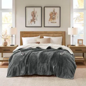 Woolrich Heated Plush to Berber Electric Blanket Throw Ultra Soft Knitted, Super Warm and Snuggly Cozy with Auto Shut Off and Multi Heat Level Setting Controllers, Twin: 62x84, Grey