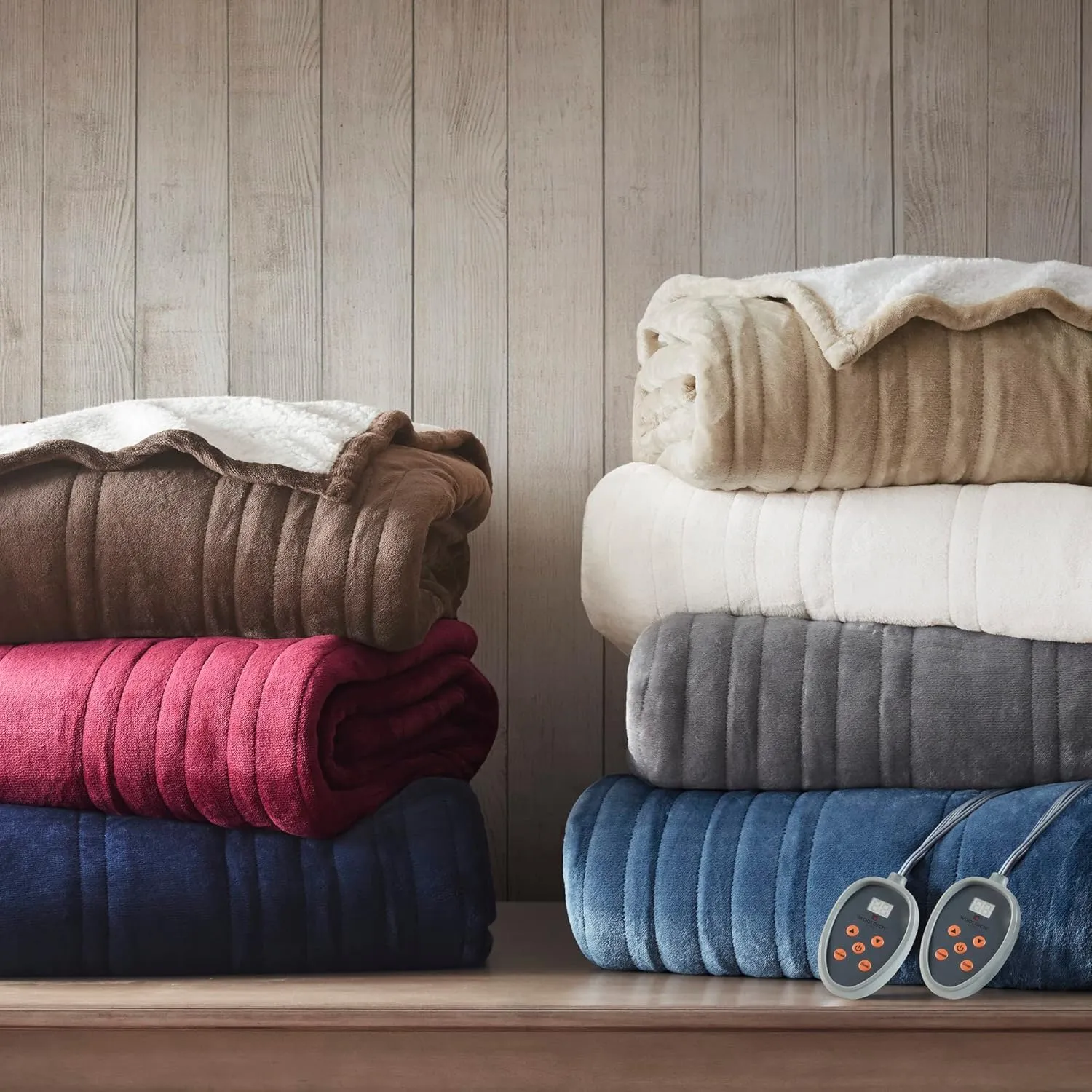 Woolrich Heated Plush to Berber Electric Blanket Throw Ultra Soft Knitted, Super Warm and Snuggly Cozy with Auto Shut Off and Multi Heat Level Setting Controllers, Twin: 62x84, Sapphire