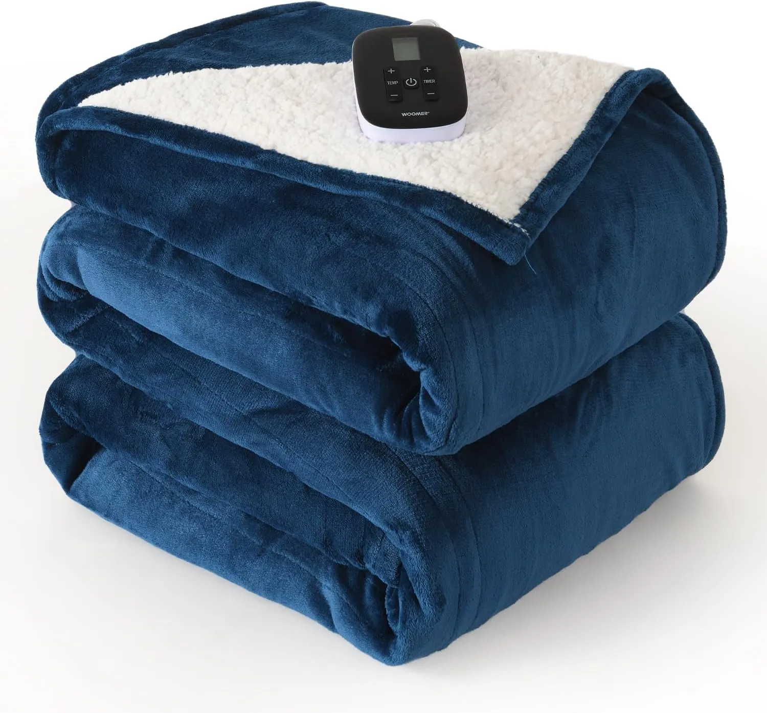 WOOMER [5-Year Warranty] Electric Blanket Twin Size,Durable Flannel and Soft Sherpa,Dual Control,62”×84” Heated Throw Blanket, 10 Heat Levels&0.5-12h auto-Off,Energy Efficient,ETL Certified