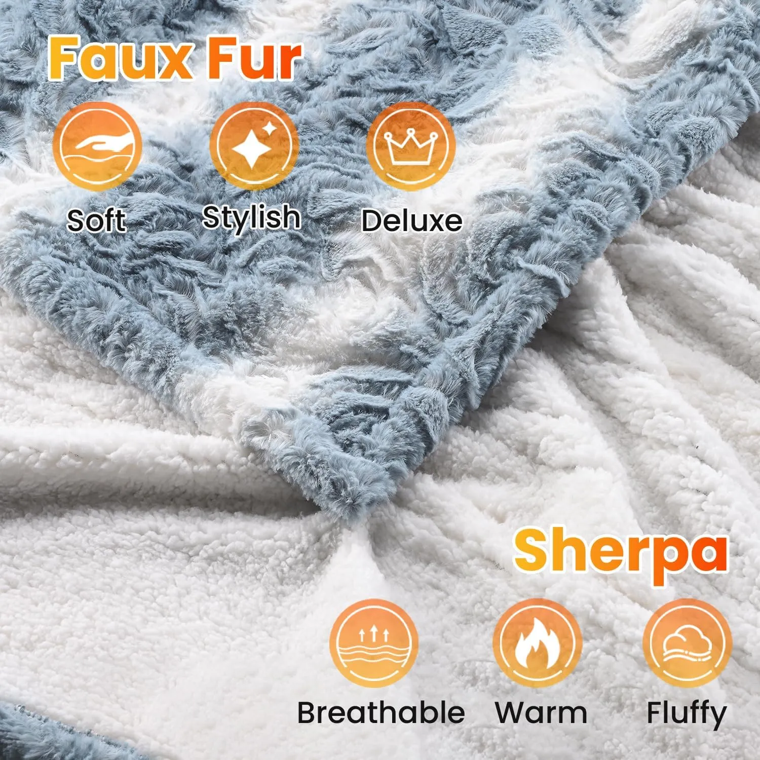 WOOMER [5 Year Warranty Electric Heated Blanket 90" x 100“,King Size,Dual Control,Faux Fur&Sherpa,Fast Heating,10 Heating Levels & 0.5-12H Auto Off,Flower Pattern,Over-Heat Protection,Gift Box