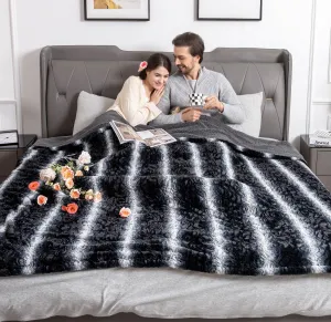 WOOMER [5 Year Warranty Electric Heated Blanket 90" x 100“,King Size,Dual Control,Faux Fur&Sherpa,Fast Heating,10 Heating Levels & 0.5-12H Auto Off,Flower Pattern,Over-Heat Protection,Gift Box