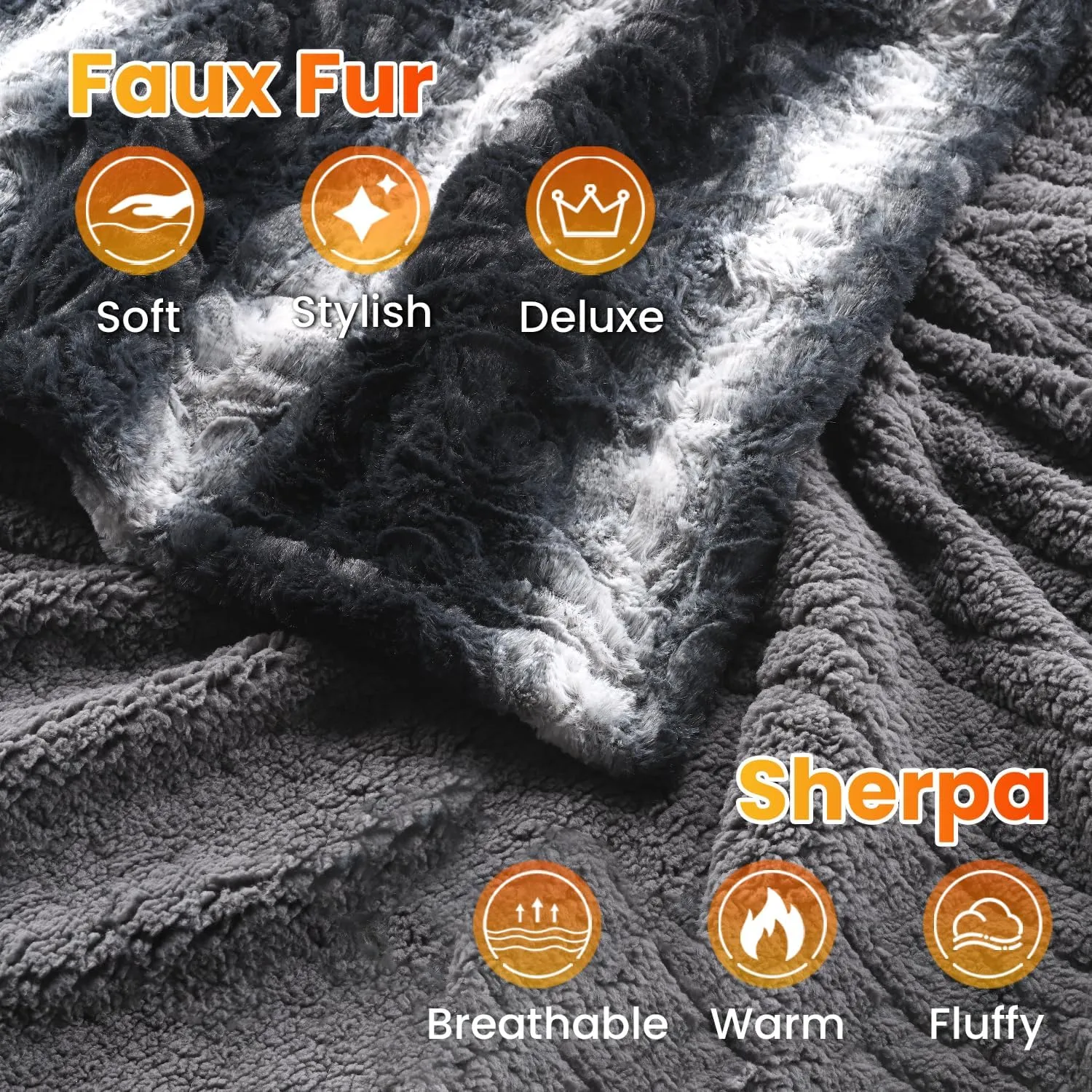 WOOMER [5 Year Warranty Electric Heated Blanket 90" x 100“,King Size,Dual Control,Faux Fur&Sherpa,Fast Heating,10 Heating Levels & 0.5-12H Auto Off,Flower Pattern,Over-Heat Protection,Gift Box