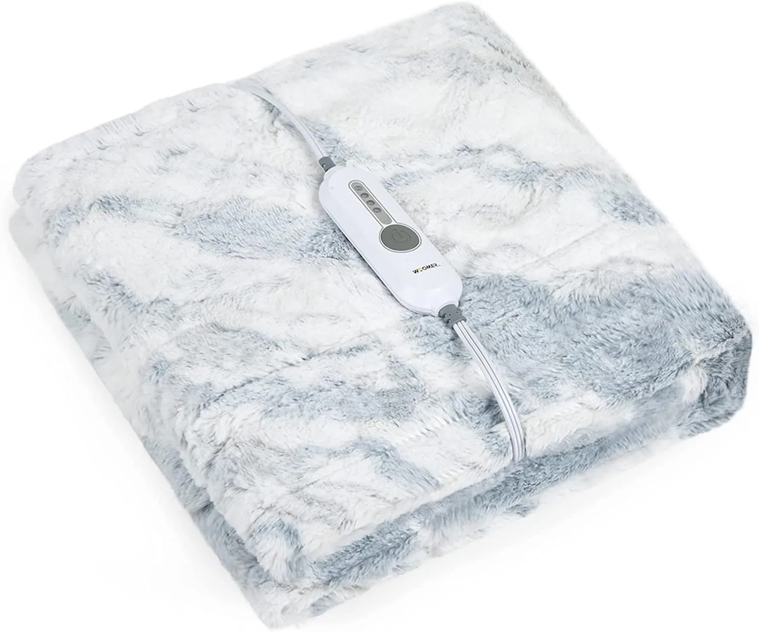 WOOMER [5 Year Warranty] Electric Heated Throw Blanket(50"x 60"), Soft Faux Fur Fast Heating Blanket with Multi-Color Option, 4 Heating Levels & 4H Auto Off, Machine Washable, Over-Heat Protection