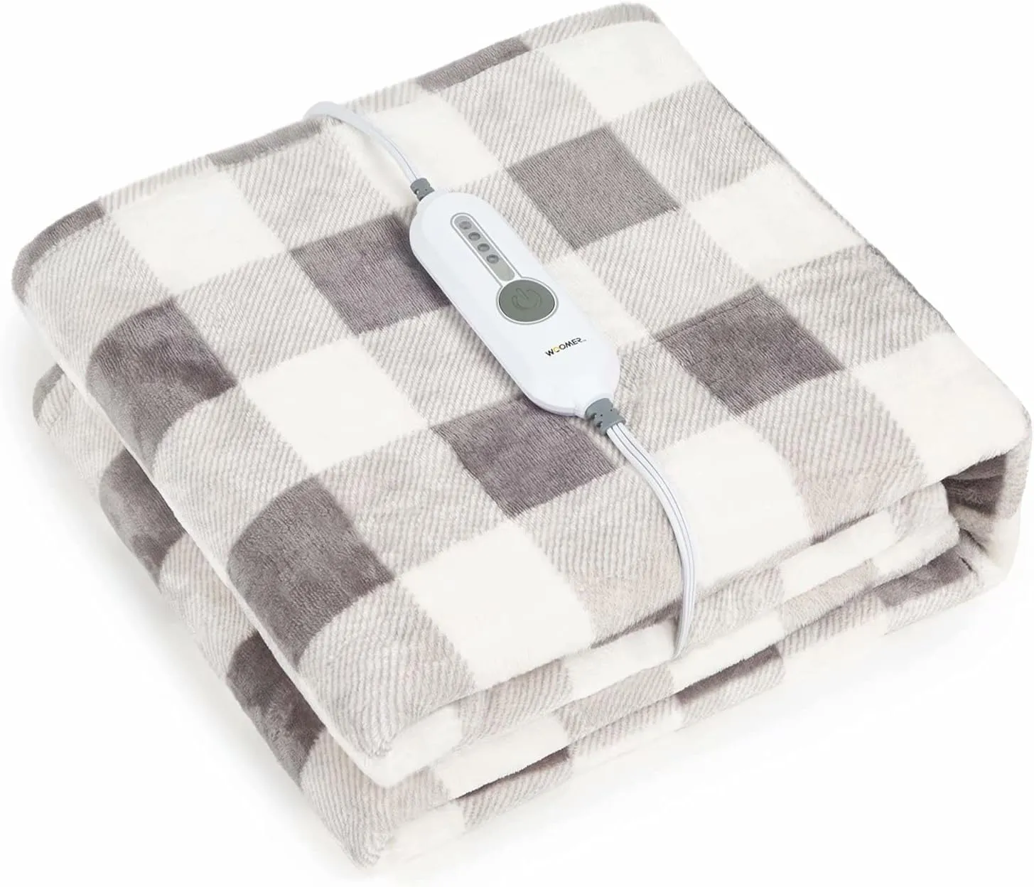 WOOMER [5 Year Warranty Electric Heated Throw Blanket(50"x 60"), Soft Flannel Fast Heating Blanket with Multi-Color Option, 4 Heating Levels & 4H Auto Off, Machine Washable, Over-Heat Protection