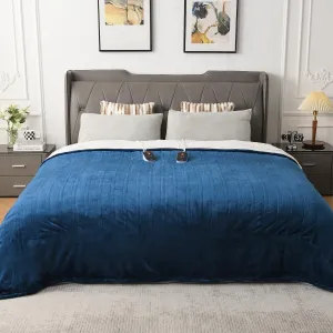 WOOMER [5-Year Warranty] Heated Blanket King Size,Durable Flannel and Soft Sherpa,Dual Control,84” × 90” Electric Blanket, 10 Heat Levels&0.5-12h auto-Off, Overheat Protection,Energy Efficient