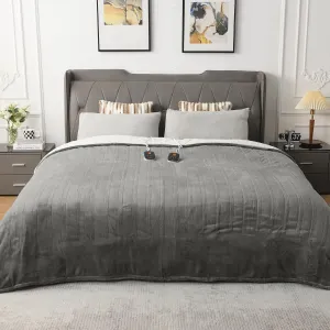 WOOMER [5-Year Warranty] Heated Blanket Queen Size,Durable Flannel and Soft Sherpa,Dual Control,84” × 90” Electric Blanket, 10 Heat Levels&0.5-12h auto-Off, Overheat Protection,Energy Efficient