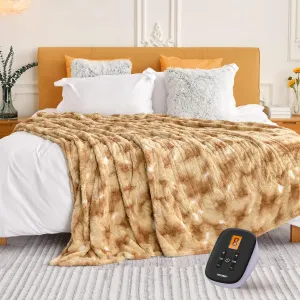 WOOMER Electric Fast Heated Blanket, Double Sided Luxurious Soft Faux Fur, Twin Size 62"x 84", ETL Certificated, 10 Heating Levels, 0.5-12H Auto Off, Machine Washable, Overheat Protection