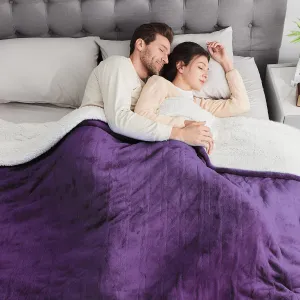 WOOMER Electric Heated Blanket Twin Size, Soft Flannel Fast Heating Blanket, Purple Color, 62"x 84", 10 Heating Levels & 0.5-12H Auto Off, Over-Heat Protection
