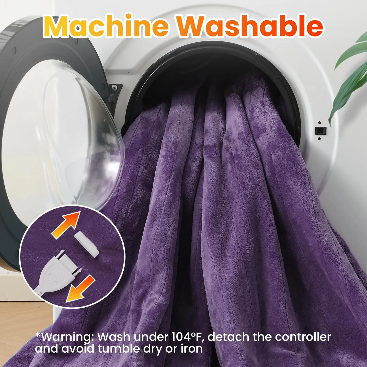 WOOMER Electric Heated Blanket Twin Size, Soft Flannel Fast Heating Blanket, Purple Color, 62"x 84", 10 Heating Levels & 0.5-12H Auto Off, Over-Heat Protection