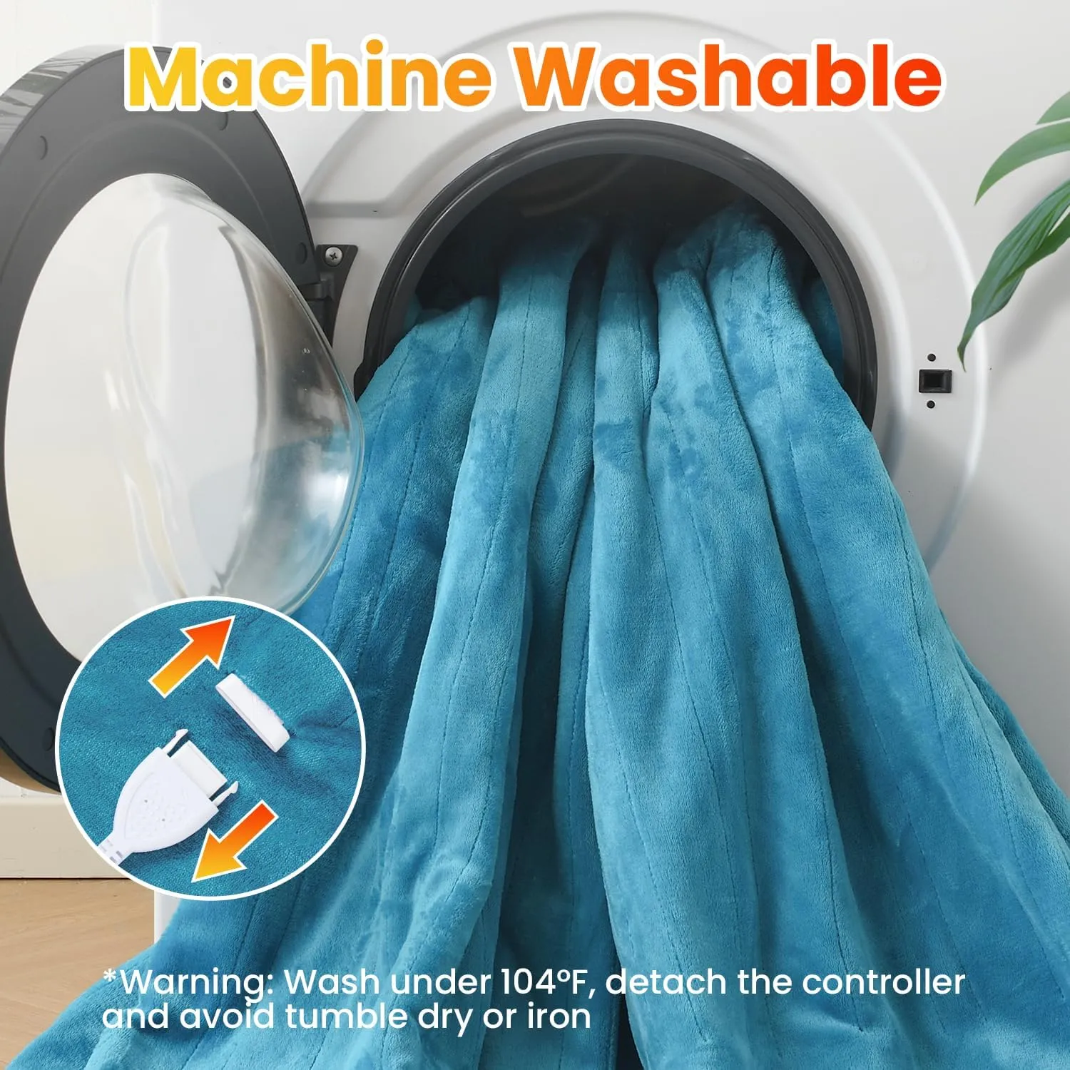WOOMER Electric Heated Blanket Twin Size, Soft Flannel Fast Heating Blanket, Teal Color, 62"x 84", 10 Heating Levels & 0.5-12H Auto Off, Over-Heat Protection