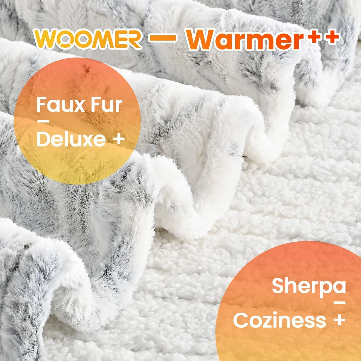 WOOMER Electric Heated Throw Blanket 50"x 60", Reversible Super Cozy Faux Fur&Sherpa, Fast Heating,4 Heating Levels & 4H Auto Off, Machine Washable, Overheat Protection,Gift