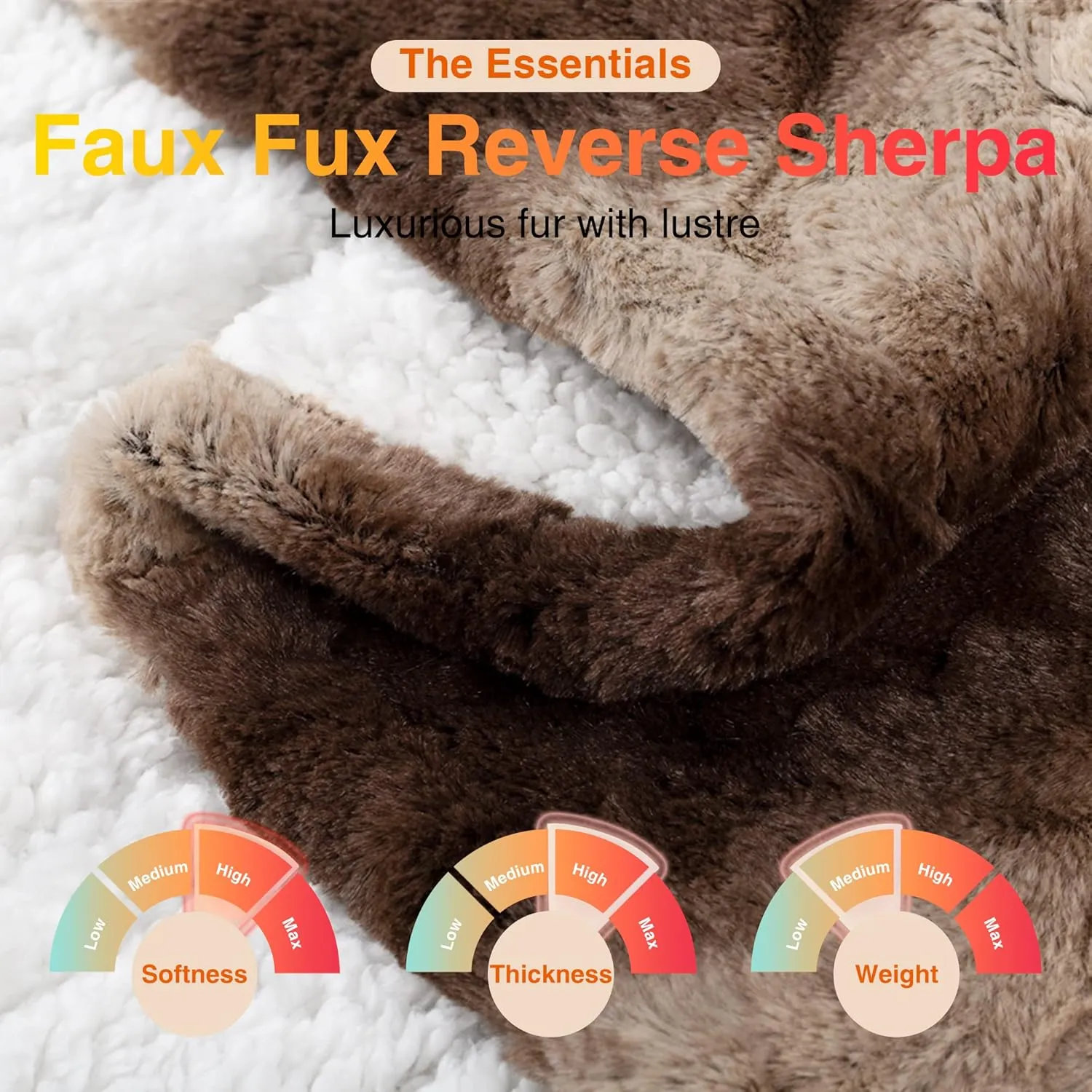 WOOMER Electric Heated Throw Blanket, Soft Faux Fur& Sherpa Fast Heating Blanket, 4 Heating Levels & 4 Hours Auto Off (50"x 60"), Machine Washable, Over-Heat Protection