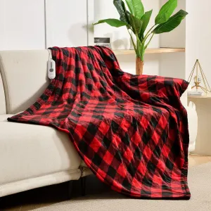 WOOMER Electric Heated Throw Blanket(50"x 60"), Soft Flannel Fast Heating Blanket with Multi-Color Option, 4 Heating Levels & 4H Auto Off, Machine Washable, Over-Heat Protection
