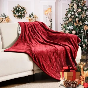 WOOMER Electric Throw Heated Throw Blanket(50"x 60"), Soft Flannel Fast Heating Blanket, 4 Heating Levels & 4H Auto Off, Machine Washable, Over-Heat Protection