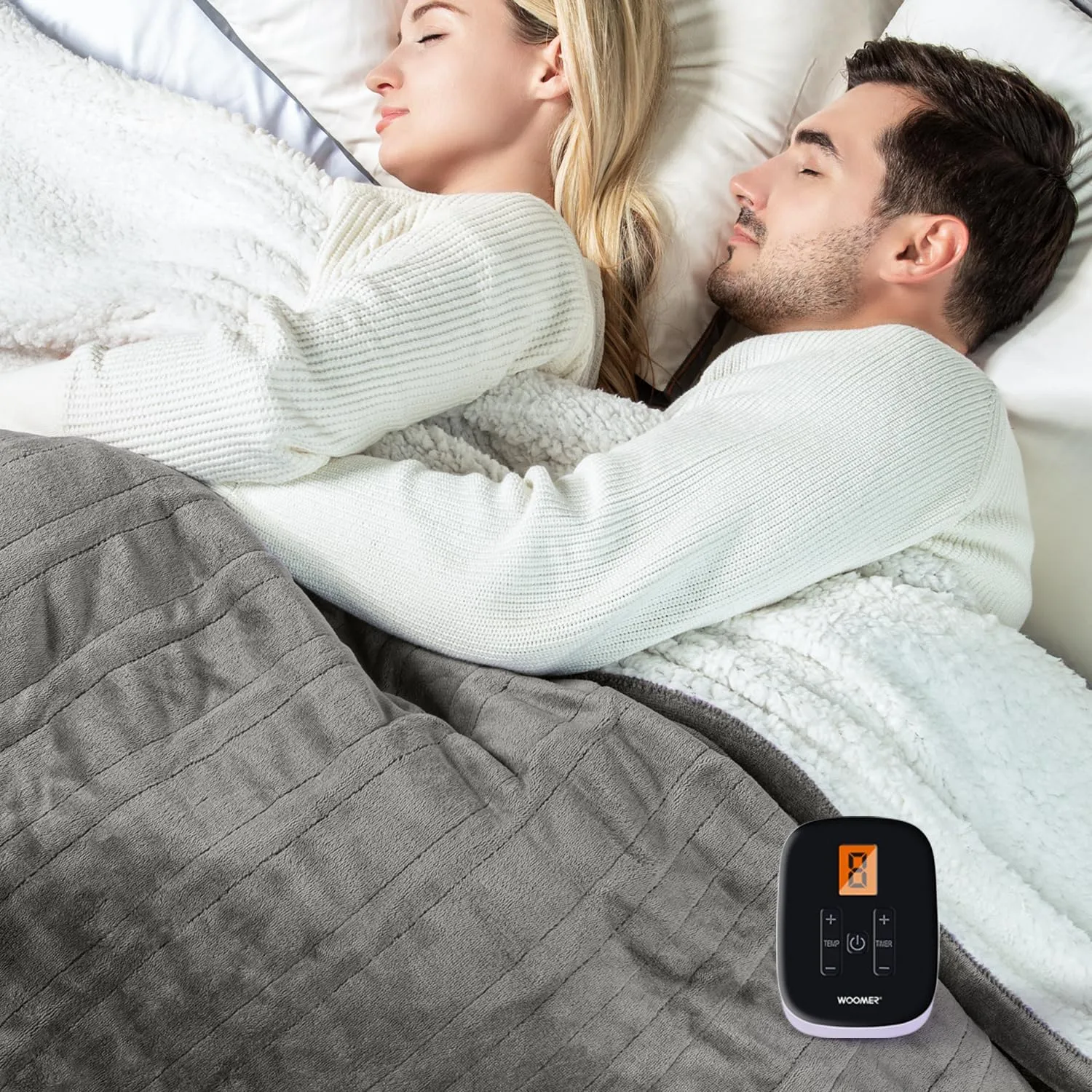WOOMER Heated Blanket, Full Size 77"x 84" Soft Flannel Fast Heating Blanket with Multi-Color Option, 10 Heating Levels & 0.5-12H Auto Off, Over-Heat Protection