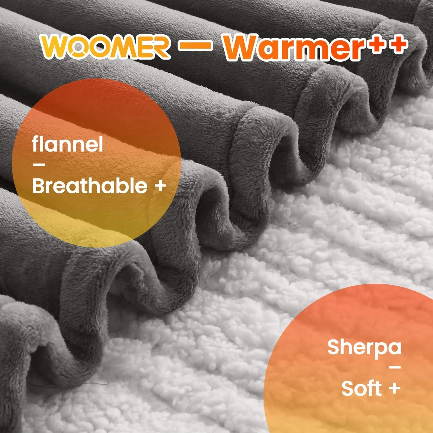 WOOMER Heated Blanket, Full Size 77"x 84" Soft Flannel Fast Heating Blanket with Multi-Color Option, 10 Heating Levels & 0.5-12H Auto Off, Over-Heat Protection