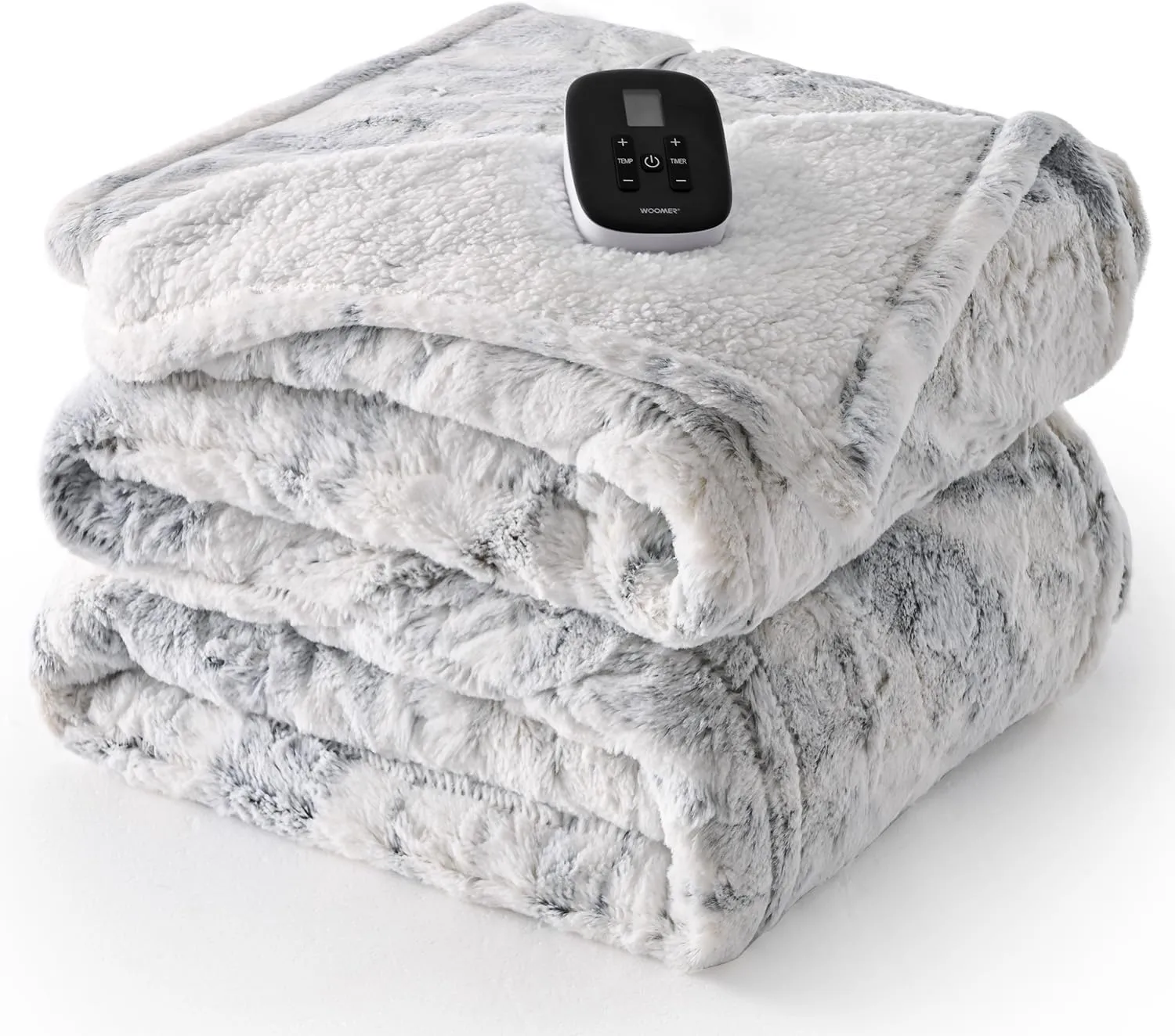 WOOMER Heated Blanket Full Size Electric Blanket 77"x 84", Soft Faux Fur Fast Heating Blanket, 10 Heating Levels & 0.5-12H Auto Off, Over-Heat Protection, ETL Certification