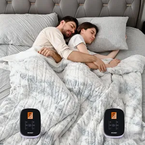 WOOMER Heated Blanket King Size Electric Blanket 90"x 100", Faux Fur Fast Heating, 10 Heating Levels & 0.5-12H Auto Off, Dual Control, Over-Heat Protection, ETL Certification