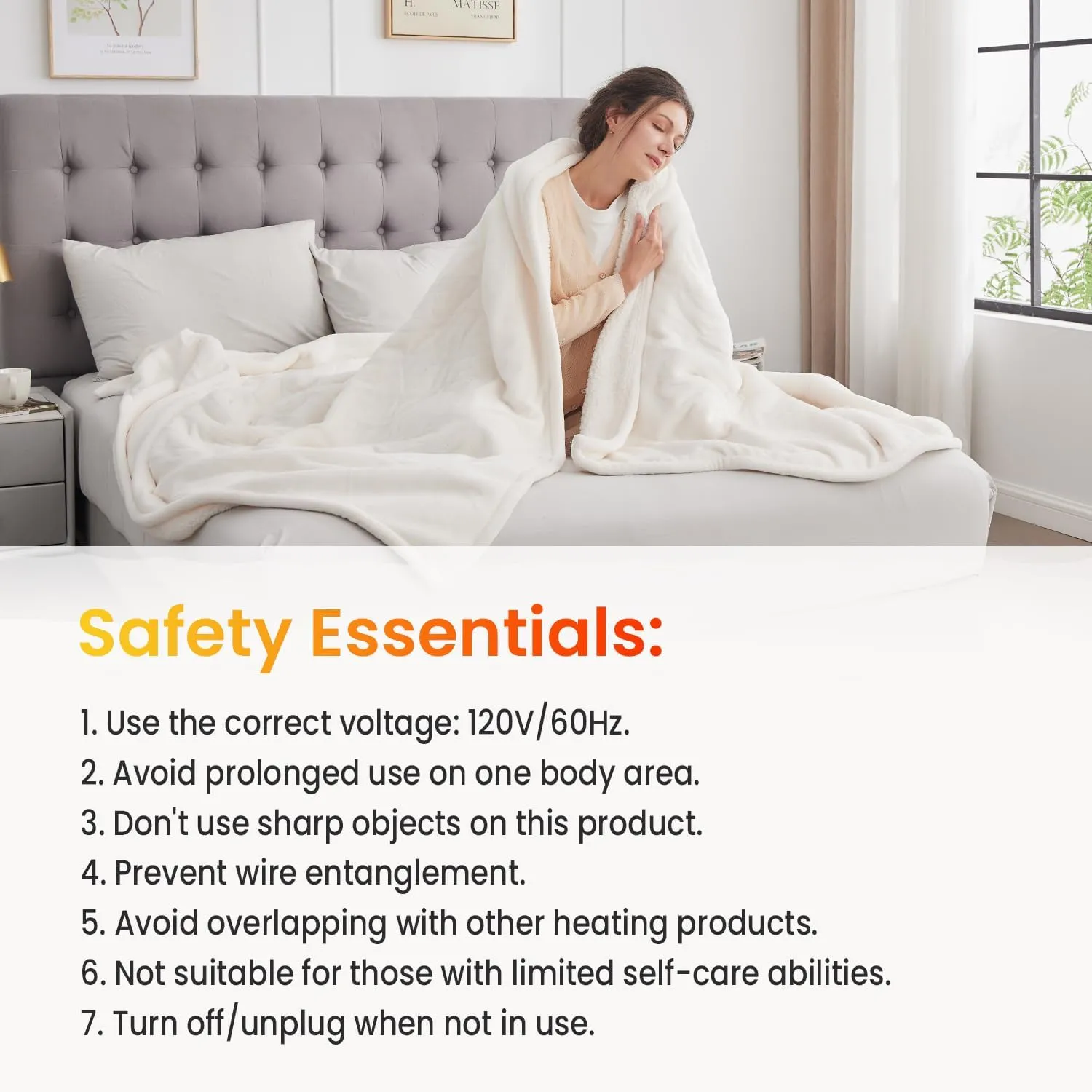 WOOMER Heated Blanket King Size,Durable Flannel and Soft Sherpa,Dual Control,84” × 90” Electric Blanket, 10 Heat Levels&0.5-12h auto-Off, Overheat Protection,Energy Efficient