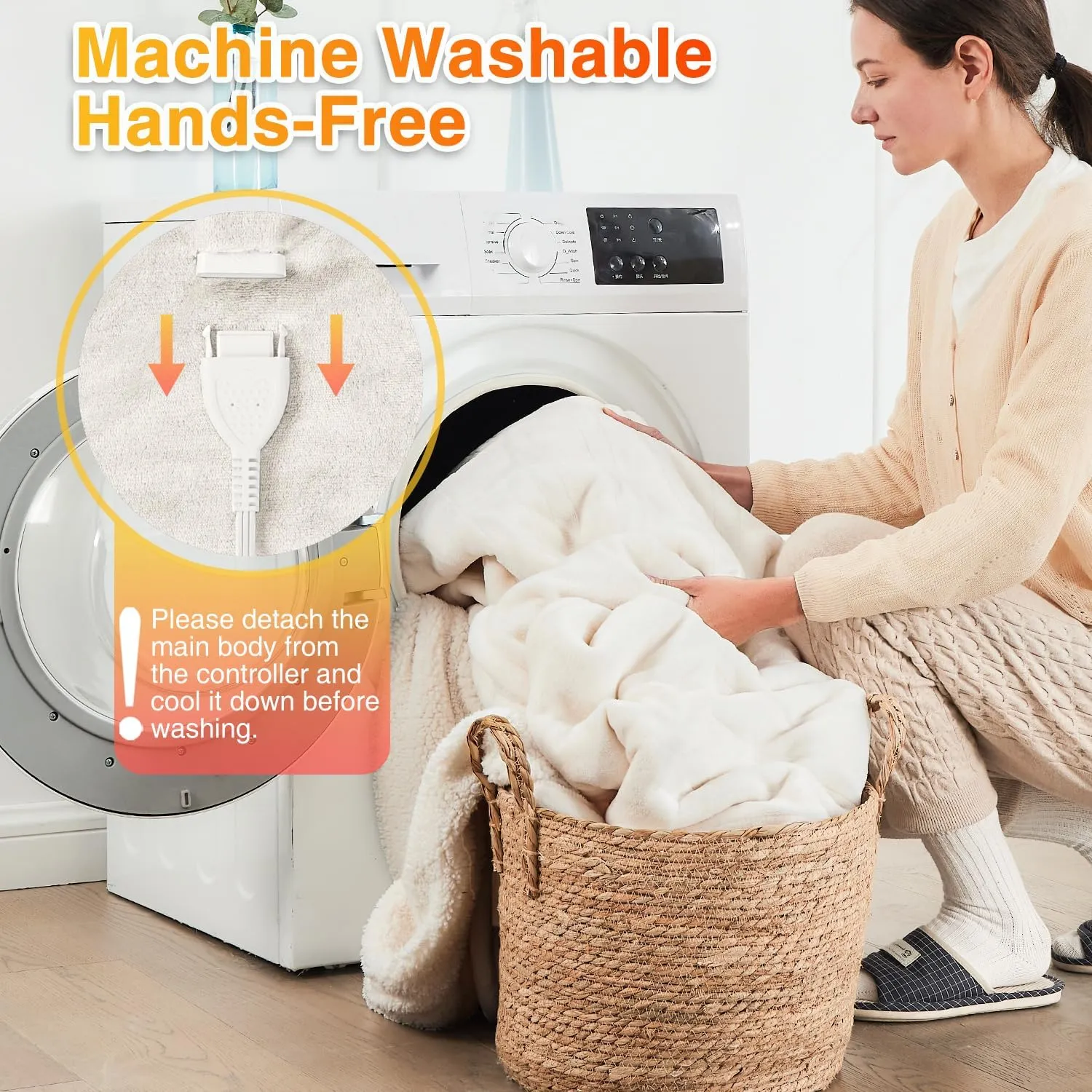 WOOMER Heated Blanket King Size,Durable Flannel and Soft Sherpa,Dual Control,84” × 90” Electric Blanket, 10 Heat Levels&0.5-12h auto-Off, Overheat Protection,Energy Efficient