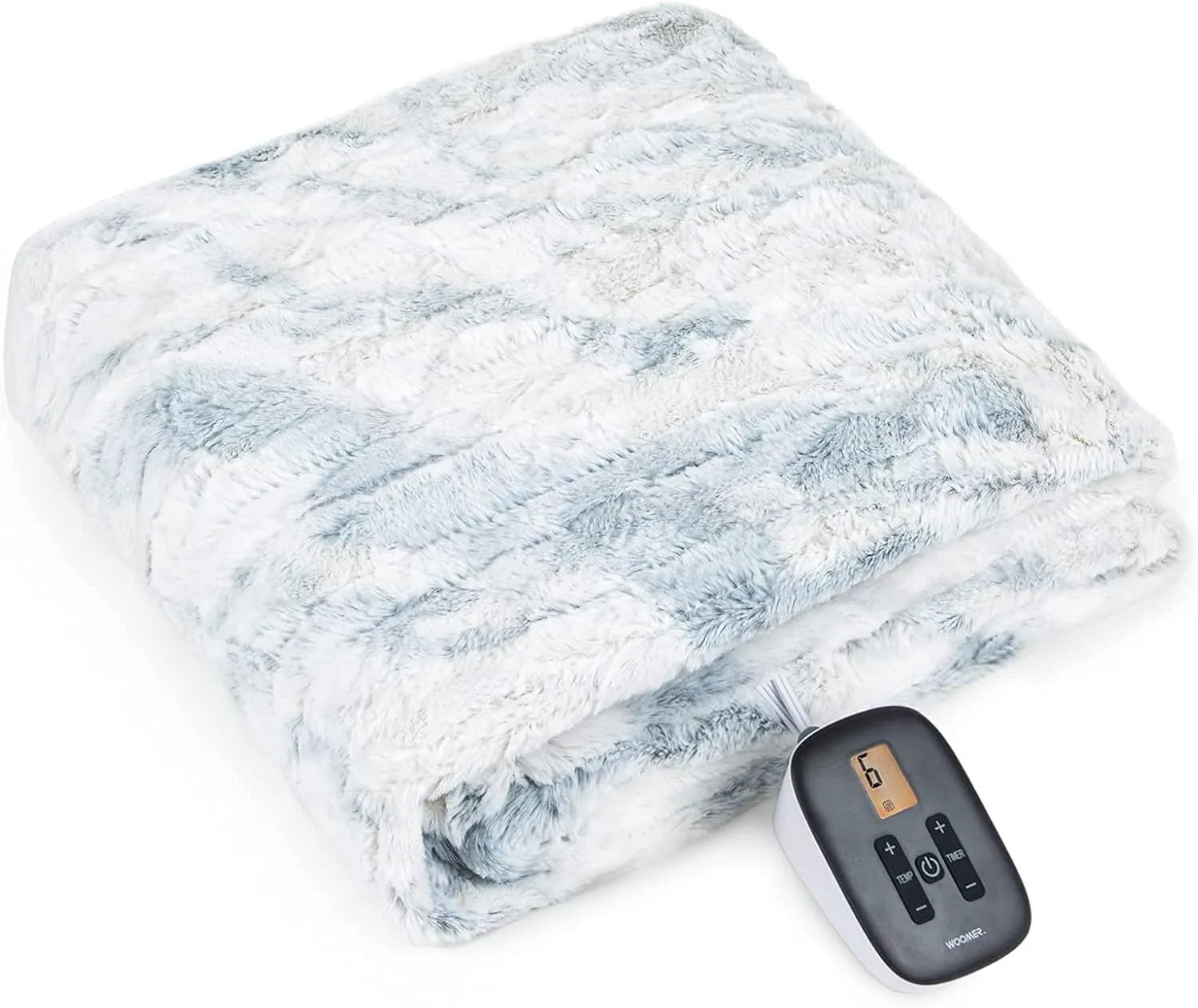 WOOMER Heated Blanket Twin Size Electric Blanket 62"x 84", Soft Faux Fur Fast Heating Blanket, 10 Heating Levels & 0.5-12H Auto Off, Over-Heat Protection, ETL Certification
