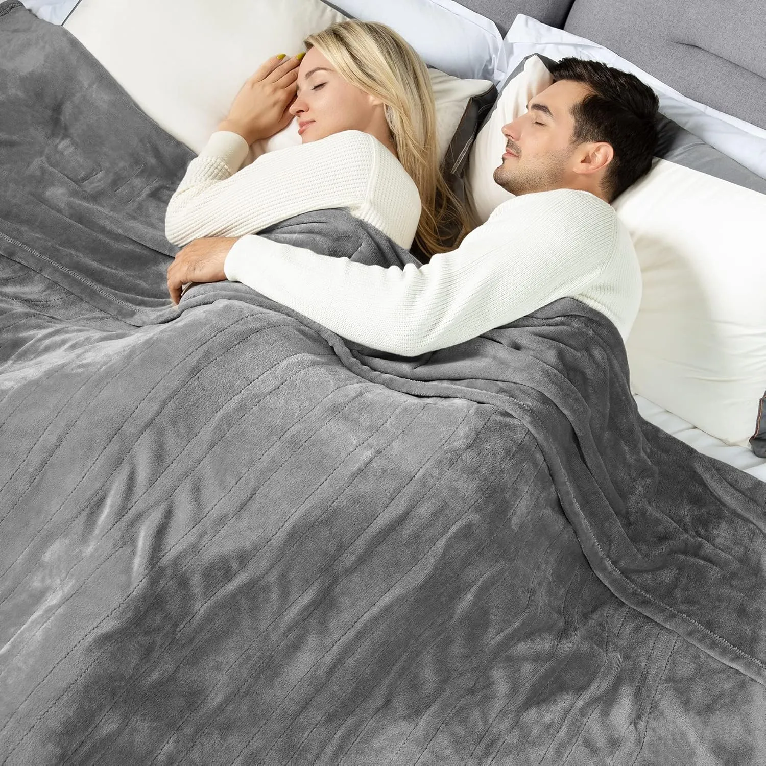 WOOMER Heated Throw Blanket Twin Size, Soft Flannel Fast Heating Blanket with Multi-Color Option, 62"x 84", 10 Heating Levels & 0.5-12H Auto Off, Over-Heat Protection