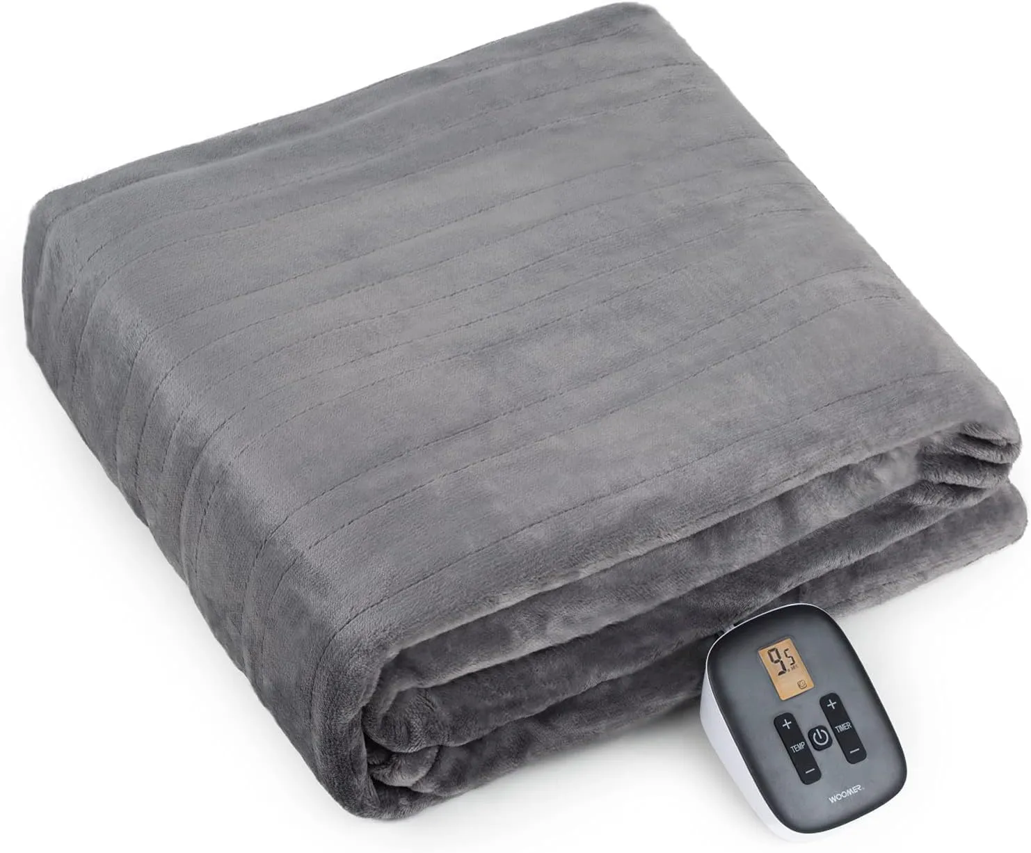WOOMER Heated Throw Blanket Twin Size, Soft Flannel Fast Heating Blanket with Multi-Color Option, 62"x 84", 10 Heating Levels & 0.5-12H Auto Off, Over-Heat Protection