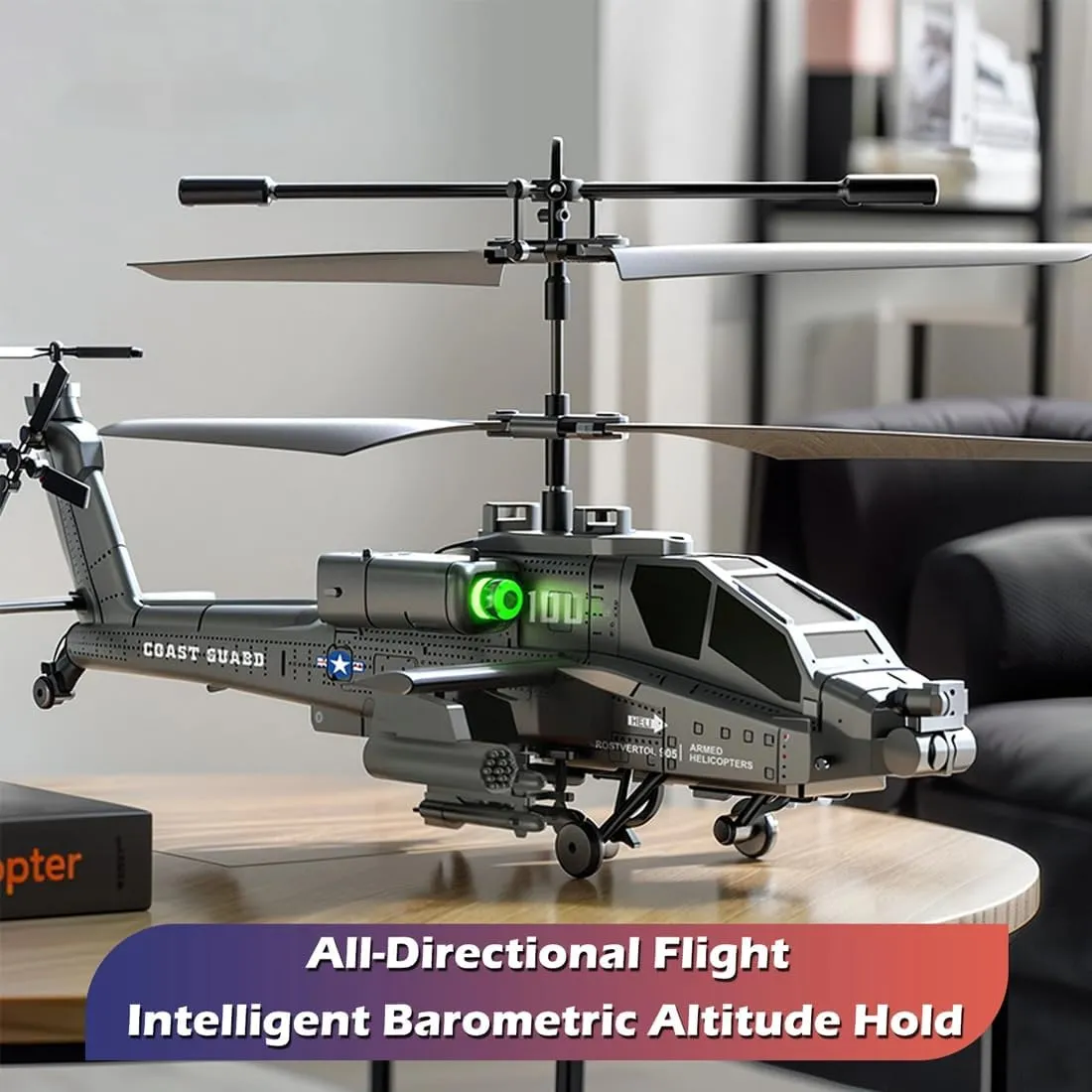 XK1 3.5CH RC Helicopter for Adults, RC Helicopter Military, Remote Control Helicopter, 2.4GHz, 3.5 Channels, Gyro & LED Light, Altitude Hold Flying Helicopter, 3 Batteries