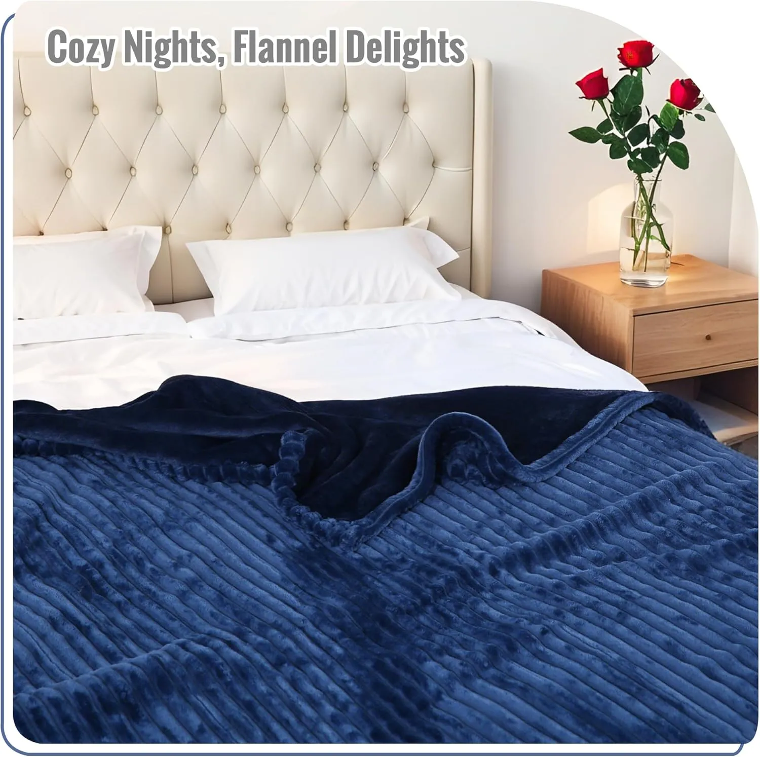 YAKEE Electric Blanket Full Size 72"x 84", Large Heated Blanket, Soft Warm Heating Blanket, 12 Heating Levels and 10 Hours Auto-Shut-Off, Machine Washable, Navy Blue
