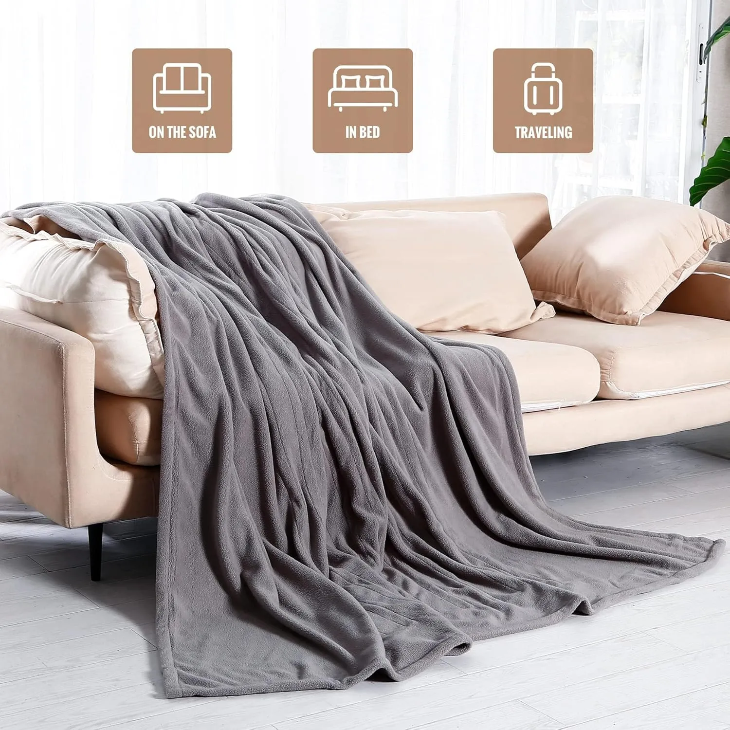 YAKEE Electric Blanket Full Size 72"x 84", Large Heated Blanket, Soft Warm Heating Blanket, 4 Heating Levels and 10 Hours Auto-Shut-Off, Machine Washable, Grey