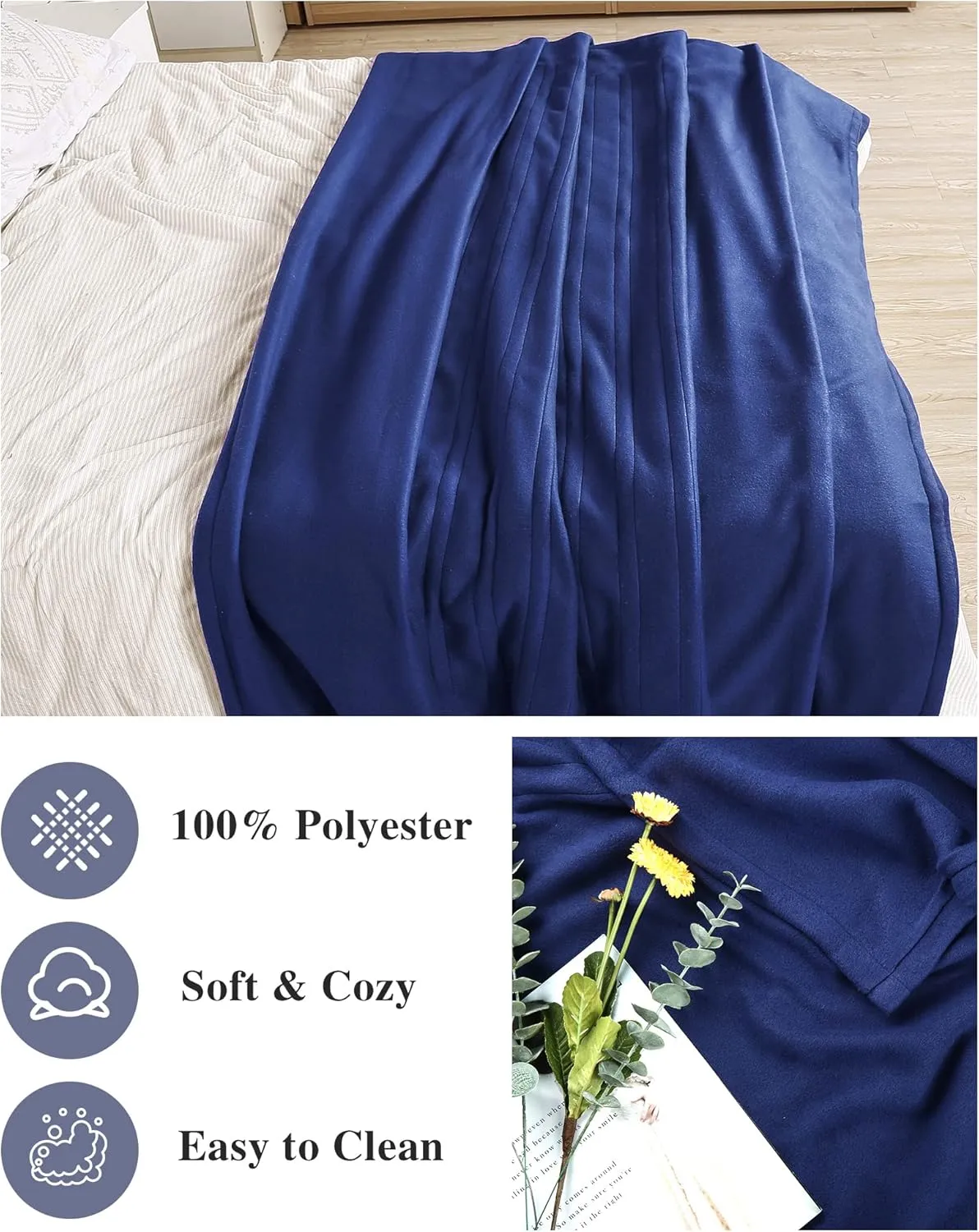 YAKEE Electric Blanket Full Size 72"x 84", Large Heated Blanket, Soft Warm Heating Blanket, 5 Heating Levels and 10 Hours Auto-Shut-Off, Machine Washable, Blue