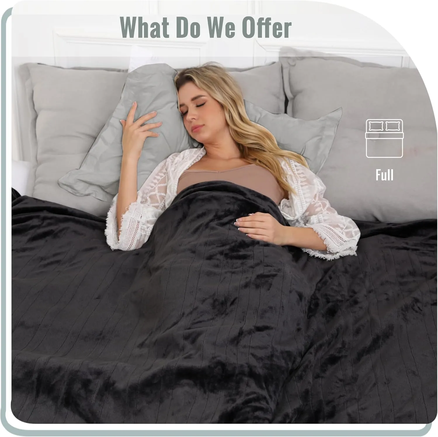 YAKEE Electric Blanket Full Size 72"x 84", Large Heated Blanket, Soft Warm Heating Blanket, 5 Heating Levels and 10 Hours Auto-Shut-Off, Machine Washable, Dark Grey