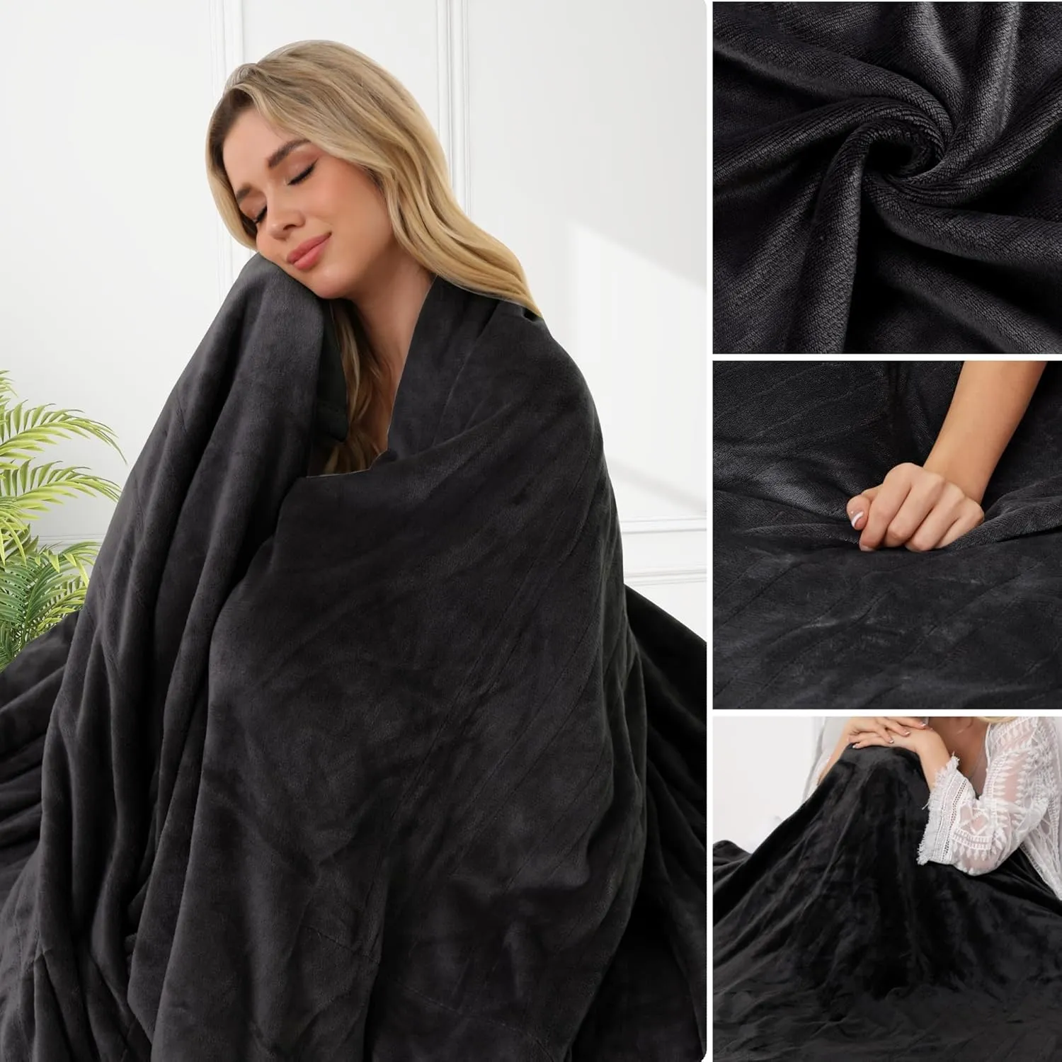 YAKEE Electric Blanket Full Size 72"x 84", Large Heated Blanket, Soft Warm Heating Blanket, 5 Heating Levels and 10 Hours Auto-Shut-Off, Machine Washable, Dark Grey