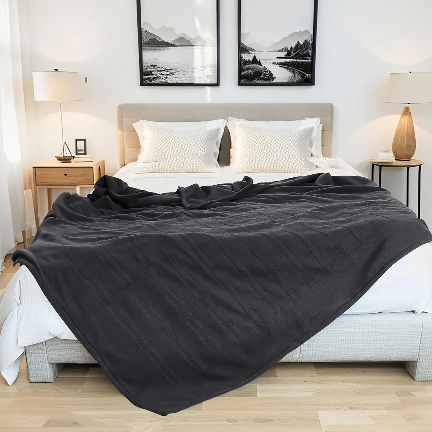 YAKEE Electric Blanket Full Size 72"x 84", Large Heated Blanket, Soft Warm Heating Blanket, 5 Heating Levels and 10 Hours Auto-Shut-Off, Machine Washable, Dark Grey