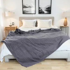 YAKEE Electric Blanket Full Size 72"x 84", Large Heated Blanket, Soft Warm Heating Blanket, 5 Heating Levels and 10 Hours Auto-Shut-Off, Machine Washable, Light Grey