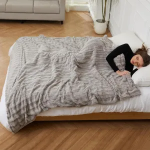 YAKEE Electric Heated Blanket Full Size 72"x 84", 4 Fast Heating Levels, 10H Auto Off, Super Soft Faux Fur Electric Blanket, Overheat Protection, Brown