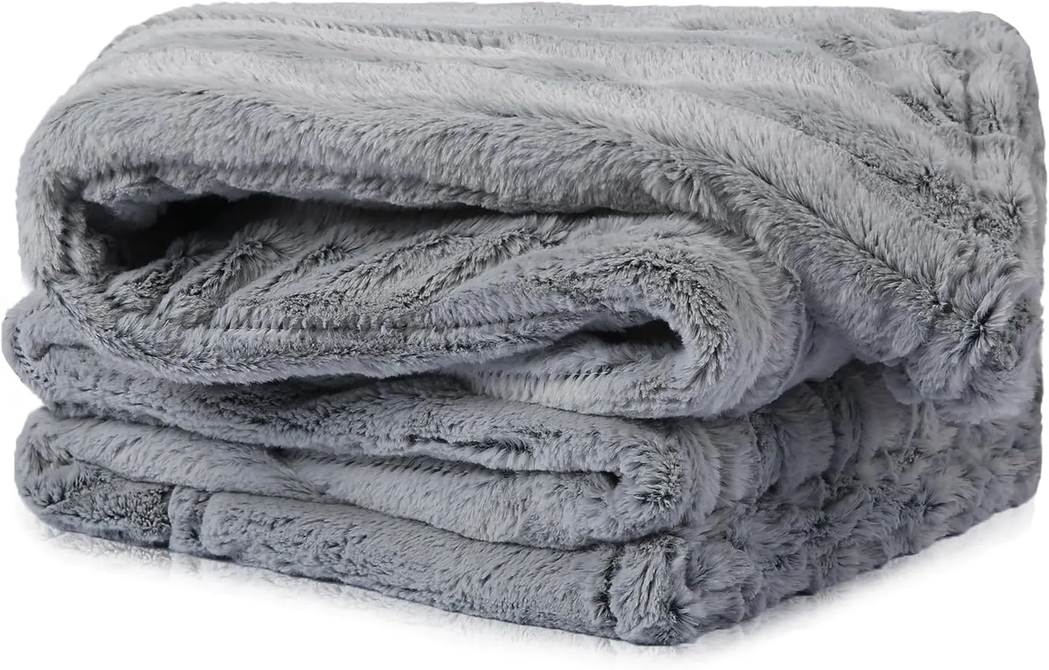 YAKEE Electric Heated Blanket Full Size 72"x 84", 4 Fast Heating Levels, 10H Auto Off, Super Soft Faux Fur Electric Blanket, Overheat Protection, Gray