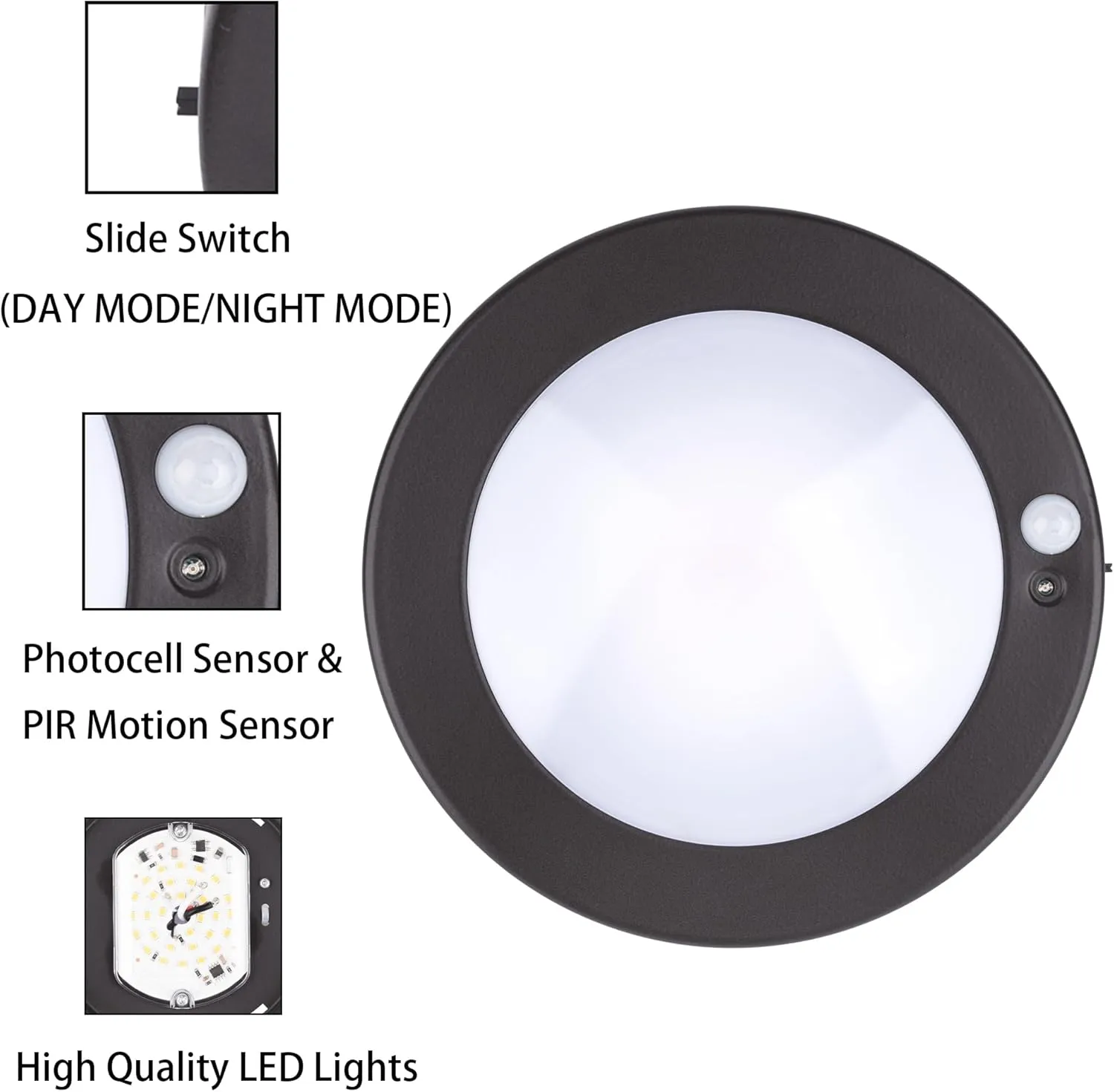YoonLIT Flush Mount Motion Sensor LED Ceiling Light with Photocell Sensor, ON/Off Automatic for Stair, Porch, Closet, Basement, Hallway, Pantry, 6.2 Inch 10.5W 700 Lumen, Bronze Finish 5000K 4-Pack