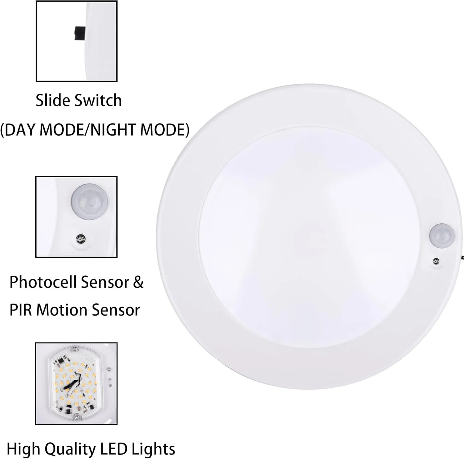 YoonLIT Flush Mount Motion Sensor LED Ceiling Light with Photocell Sensor, ON/Off Automatic for Stair, Porch, Closet, Basement, Hallway, Pantry, 6.2 Inch 10.5W 800 Lumen, White Finish 5000K 4-Pack