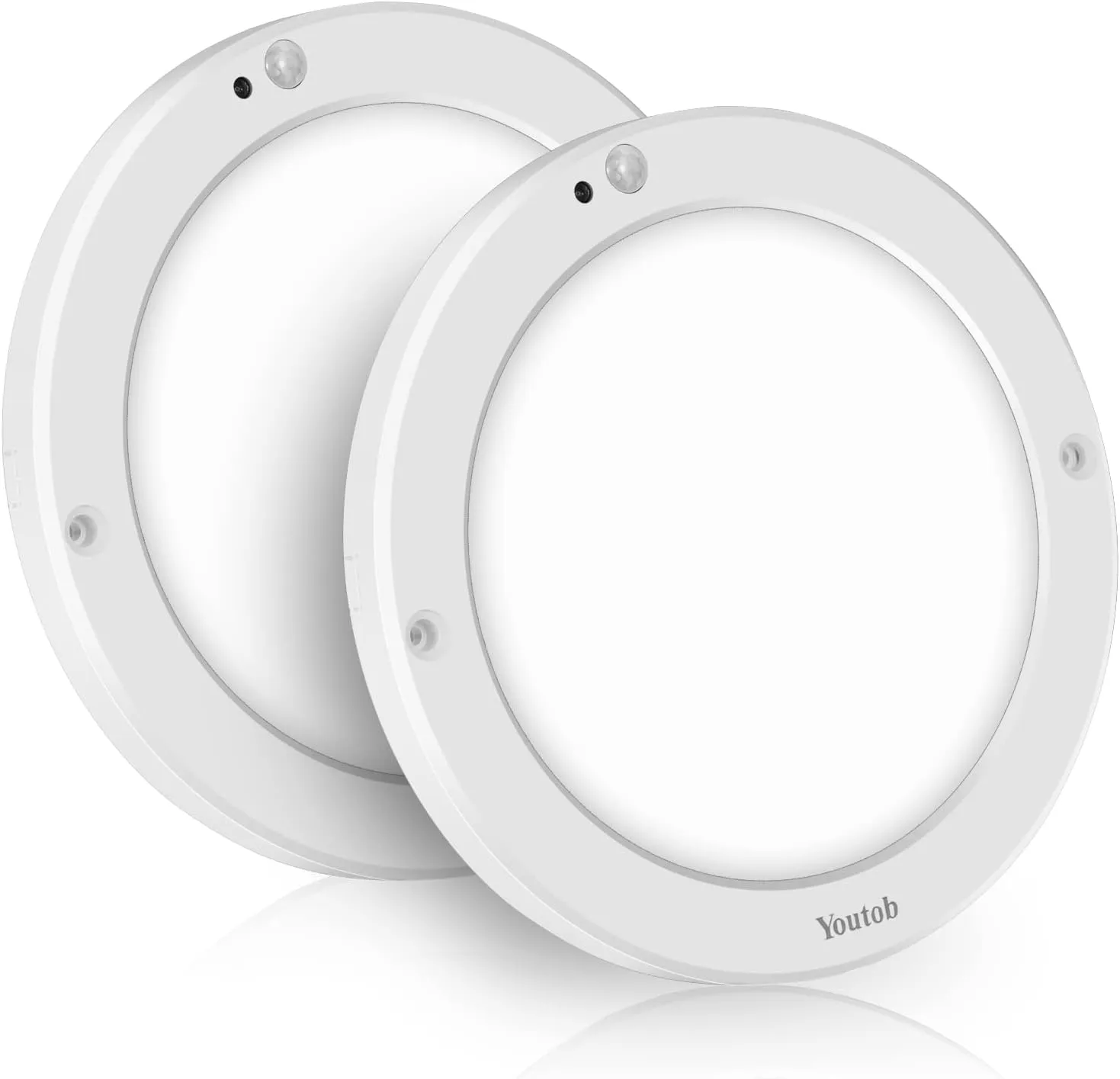 Youtob Motion Sensor LED Ceiling Light 15W 1200LM Flush Mount Round Lighting Fixture for Indoor, Stairs, Closet Rooms, Porches, Basements, Hallways, Pantries, Laundry Rooms(4000K-2 Pack)