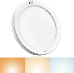 Youtob Motion Sensor Light LED Ceiling Light with 30s/180s Timeout Adjustable 3 Colors, ETL Listed, 15W 1500lm Round Lighting Fixture for Porches, Closets, Stairs(3000k/4000k/5000k Available) (White)