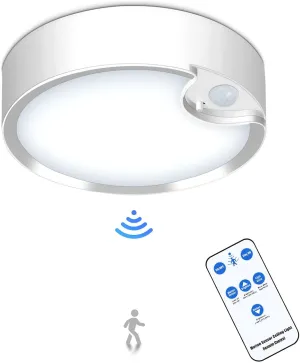 Yurnero Battery Operated Lights Ceiling Light with 400LM Dimmable 3000K/6000K-Battery Powered Ceiling Light for Shower Closets Corridor Laundry Stairs Garage Porch Bathroom