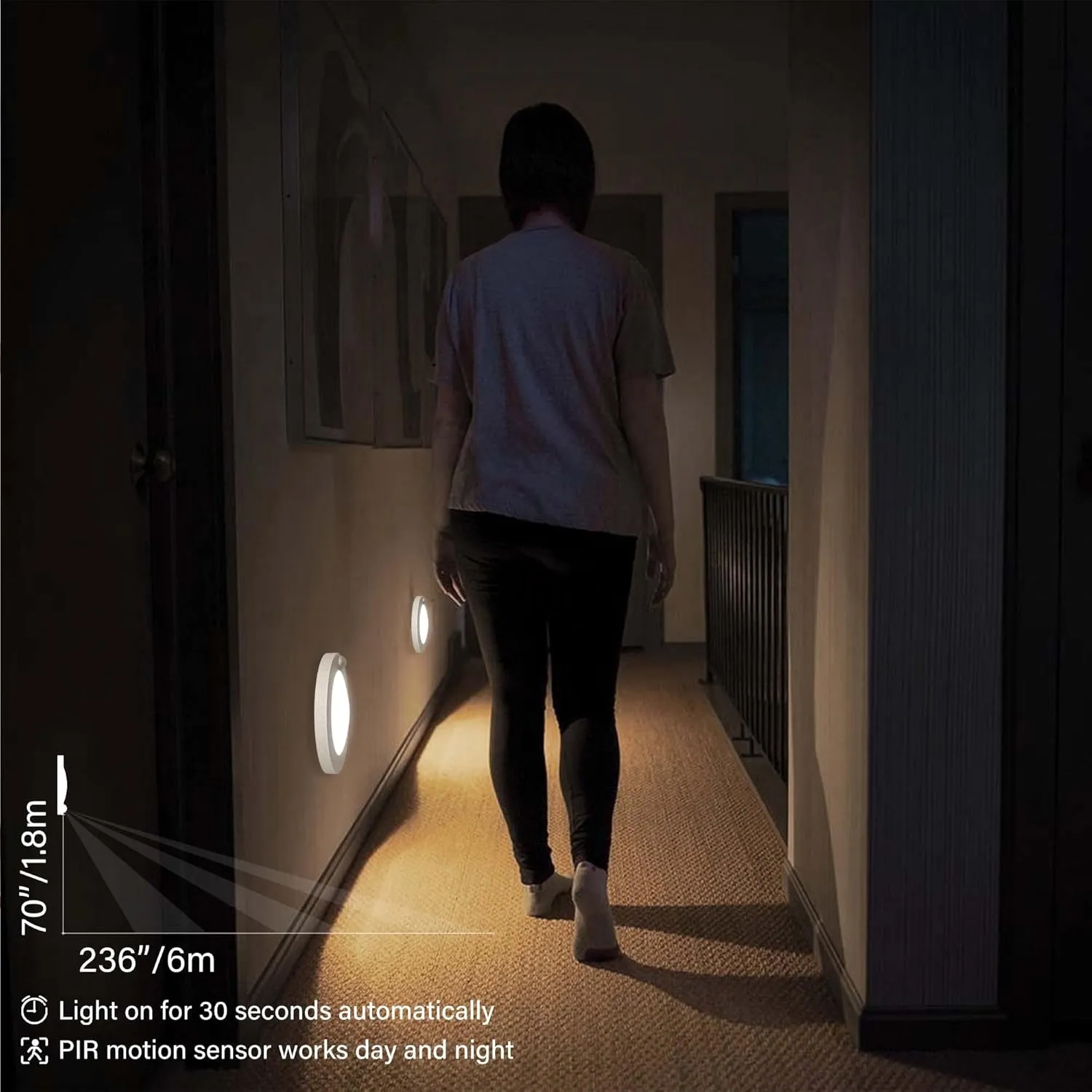 ZAGO LED 6" 120 Volts Closet Light Wired, PIR Motion Sensor Ceiling Disc Light, 15W, 1100 Lumens, CRI>80, 5000K Daylight White for Closet, Laundry, Garage, Pantry, Wet Location, ETL, White, 2 Packs