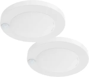 ZAGO LED 6" 120 Volts Closet Light Wired, PIR Motion Sensor Ceiling Disc Light, 15W, 1100 Lumens, CRI>80, 5000K Daylight White for Closet, Laundry, Garage, Pantry, Wet Location, ETL, White, 2 Packs